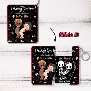 Personalized Couple Hidden Slider Keychain – Romantic Surprise Gift