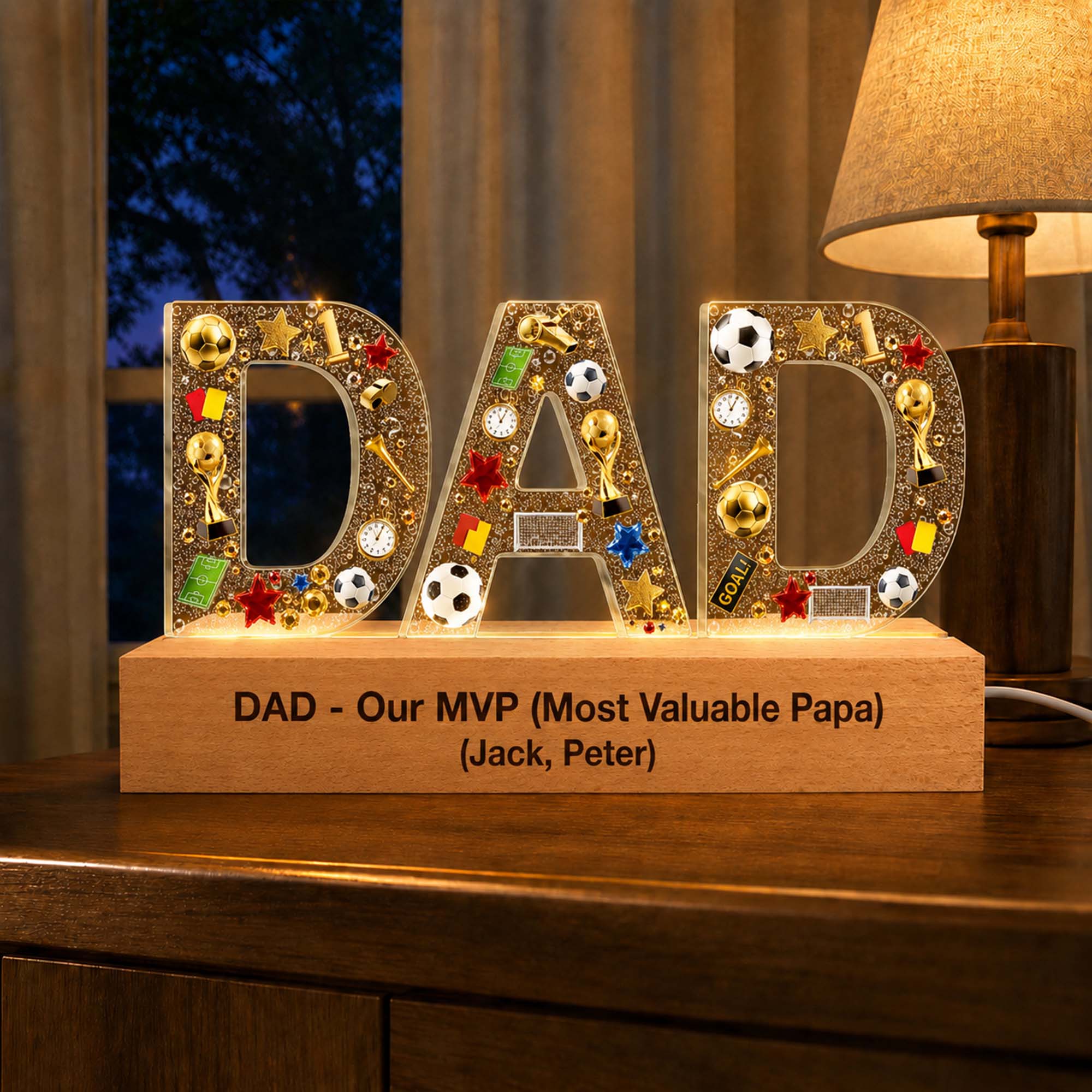 Personalized Dad LED Lamp – Custom Gift for Dad, Father's Day Celebration & Home Decor