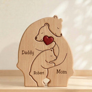 Personalized Family Wooden Puzzle – Bear Family