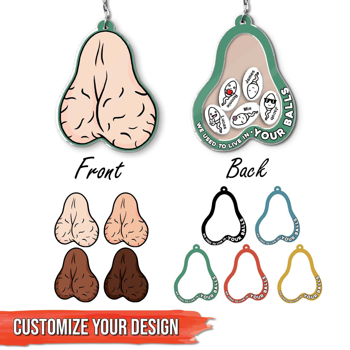 Personalized Funny Shaking Keychain - We used to live in your balls, father's day