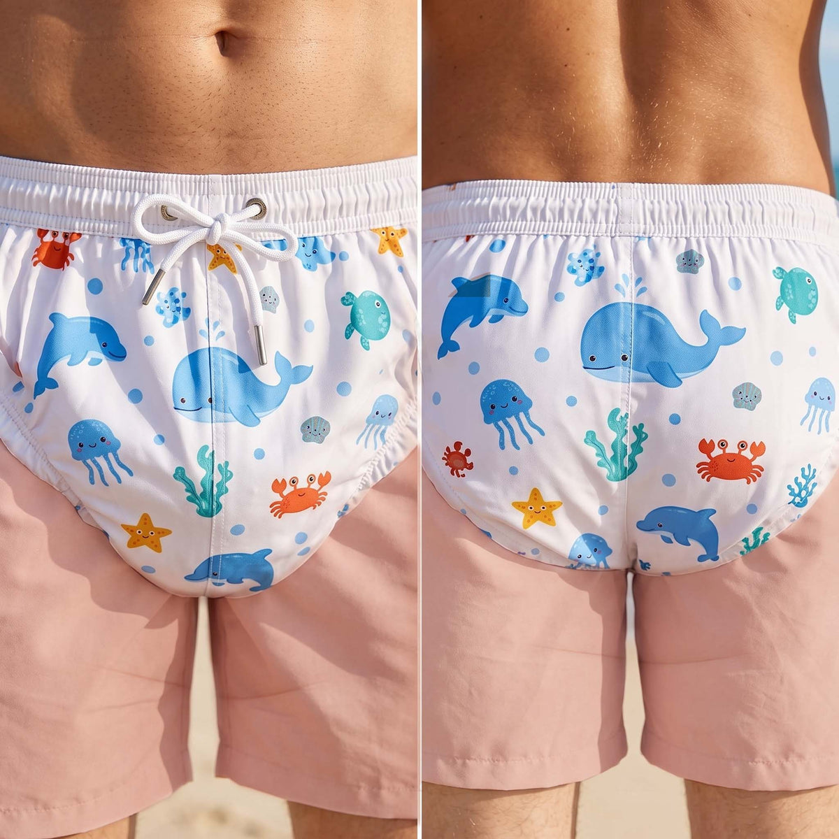 Funny Baby Diaper Men's Swim Trunks – Novelty Beach Shorts, Father's Day Gift