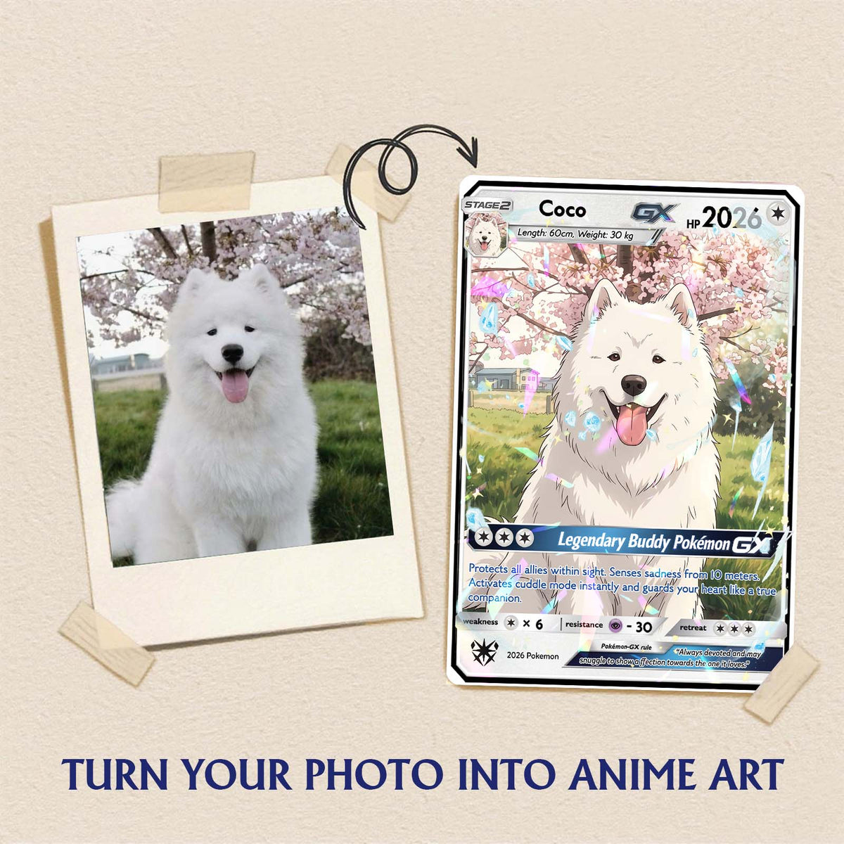 Custom Your Pet as a Pokemon Card, Pet as Pokemon Card, Personalized Anime Dog Portrait, Pet Lover Gift, Pet memorial, Dog Gift, Cat Gift