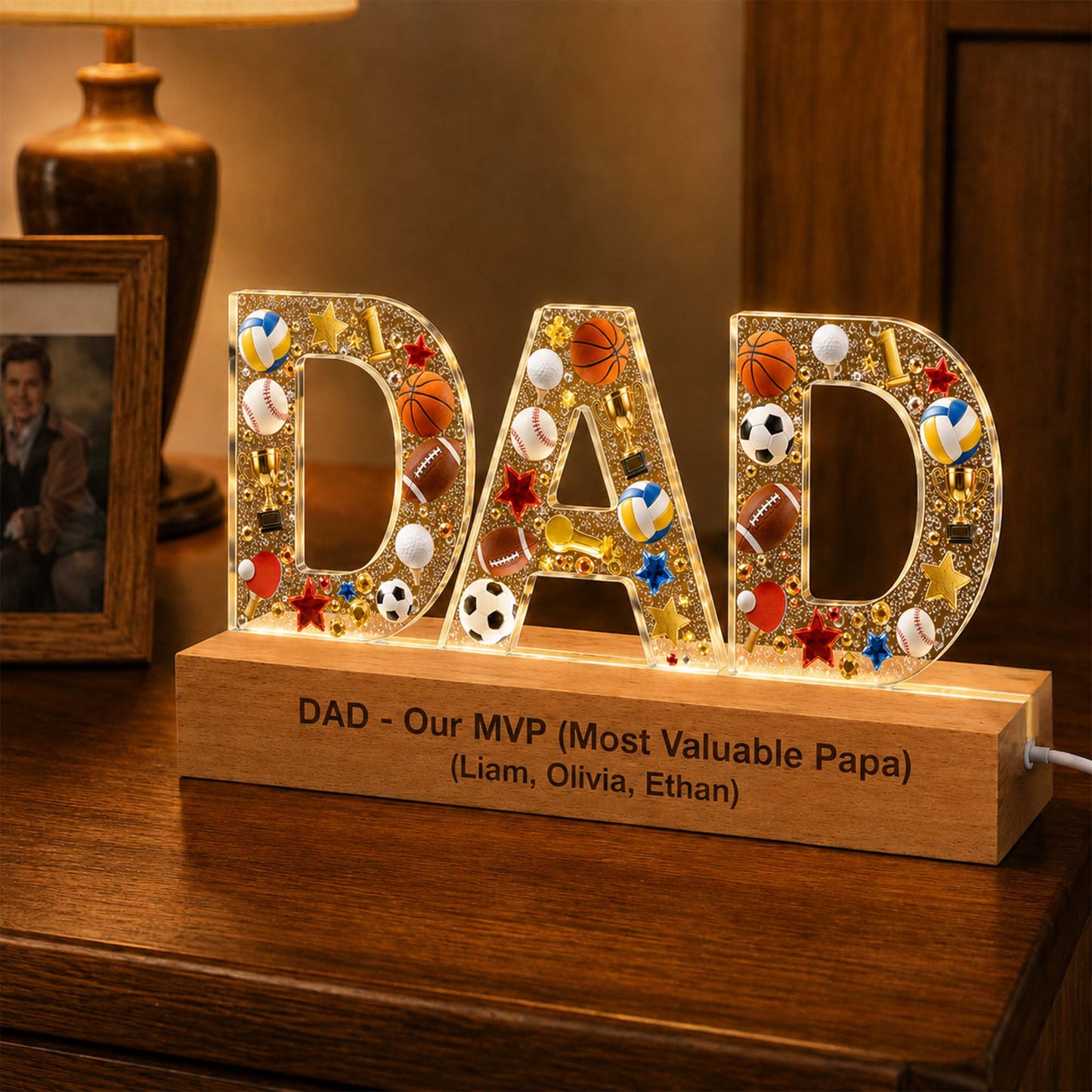 Personalized Dad LED Lamp – Custom Gift for Dad, Father's Day Celebration & Home Decor