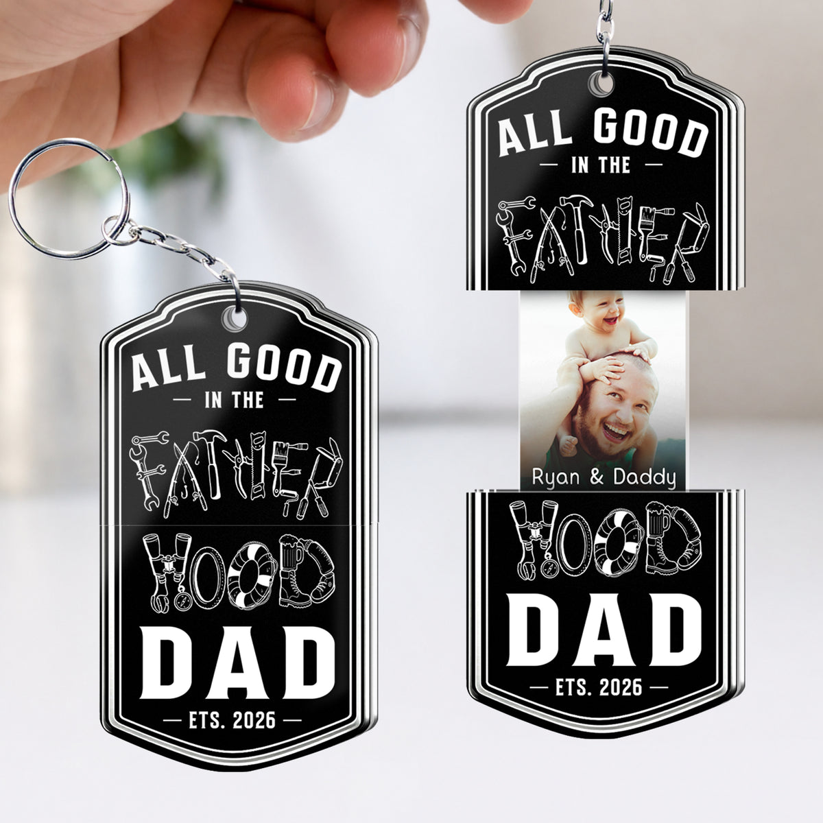 Father's Day Gift, Hidden Message for Dad, Father, Grandpa, Papa - Personalized Acrylic Keychain