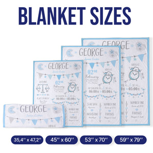 Personalized Birth Stats Fleece Blanket – Custom Baby Name & Newborn Details Gift