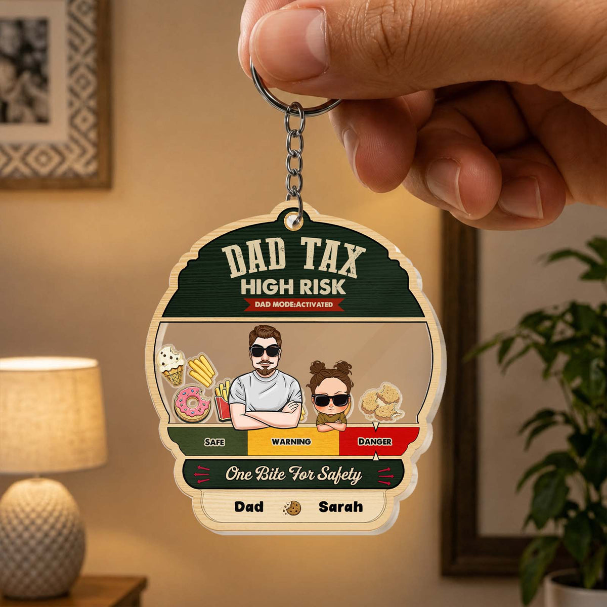 Dad Tax Shaking Keychain - Personalized Father's Day Gift for Dad, Father, Grandpa & Papa, Custom Acrylic Keychain