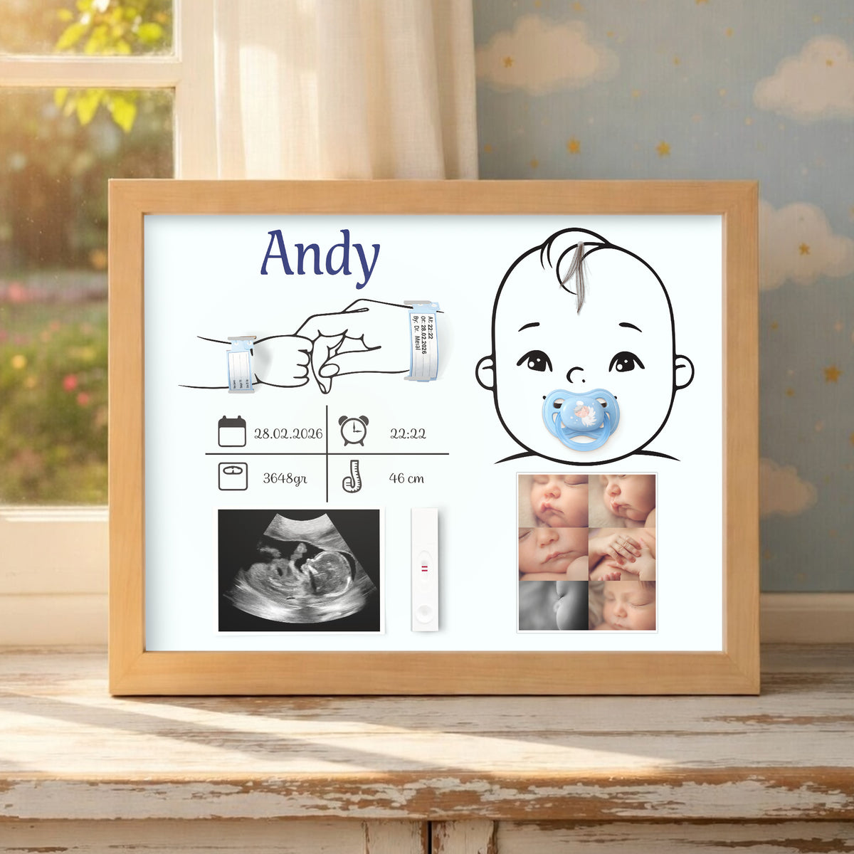 Personalized Wooden Baby Memory Sign – Baby’s First Moments Keepsake