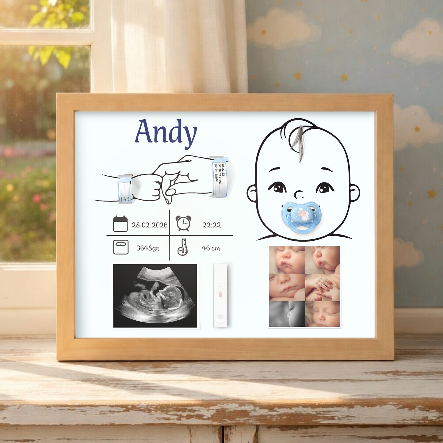 Personalized Wooden Baby Memory Sign – Baby’s First Moments Keepsake