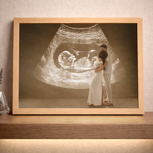 Personalized Wooden Light Up Photo Frame – Hidden Ultrasound Reveal Gift