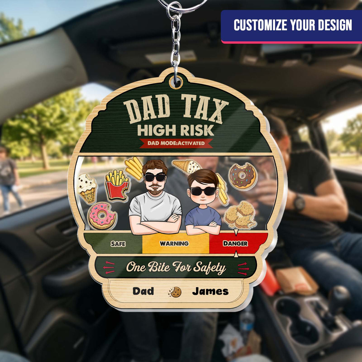 Dad Tax Shaking Keychain - Personalized Father's Day Gift for Dad, Father, Grandpa & Papa, Custom Acrylic Keychain