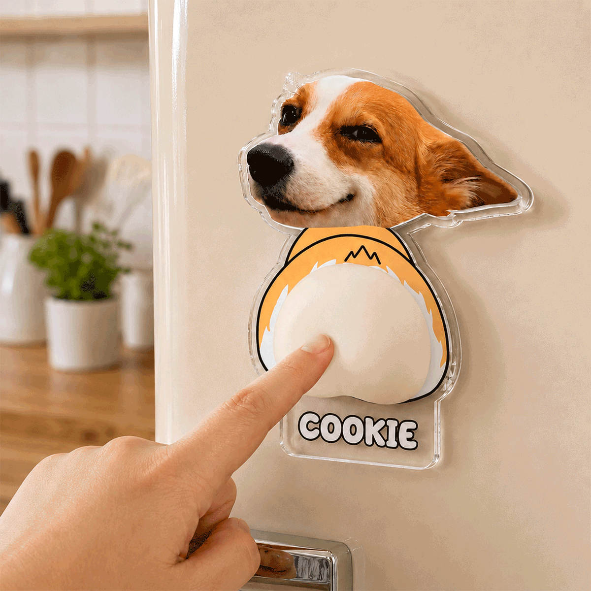 Personalized Pet Face Squishy Butt Fridge Magnet – Custom Dog & Cat Acrylic Funny Gift for Pet Lovers