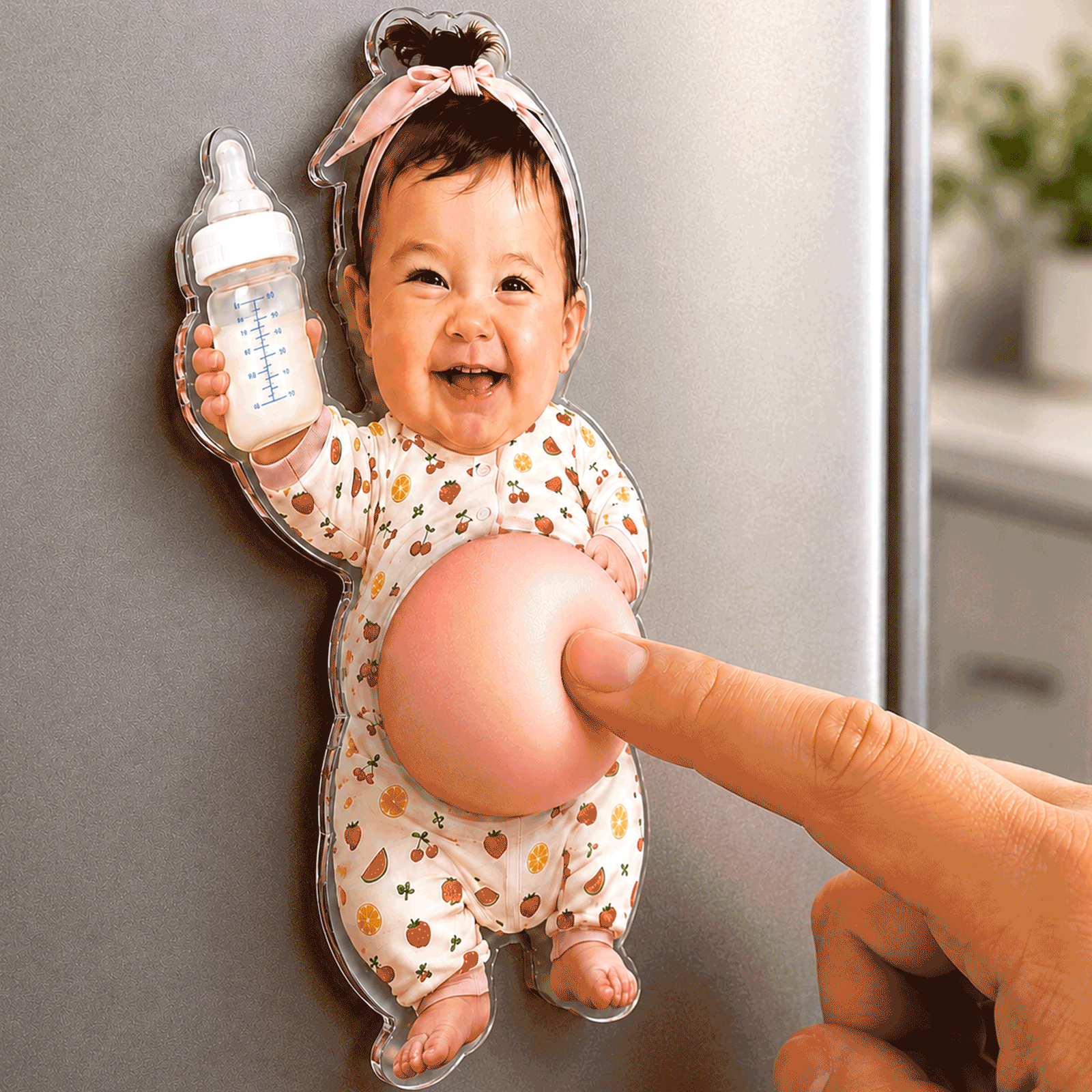 Custom 3D Baby Face Squishy Belly Fridge Magnet, Personalized Baby Keepsake Gift for Mom & Dad