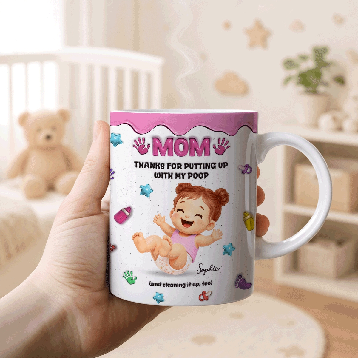 Personalized "Thanks for Putting Up With My Poop" Mug - Funny Baby Gift for Dad, Mom, Custom Mother's Day, Father's Day Coffee Cup