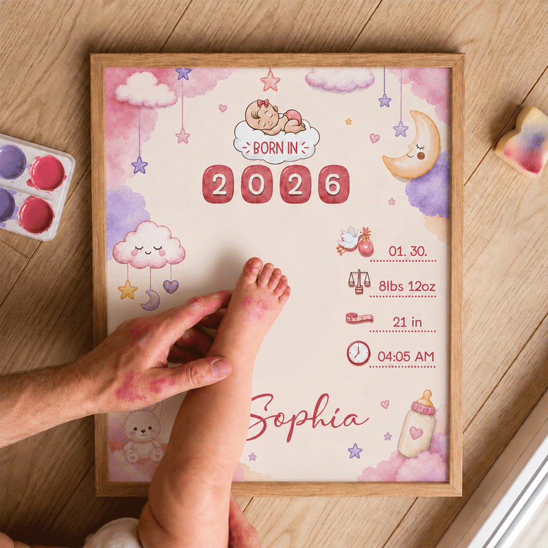 Personalized DIY Baby Footprint Frame – Custom Nursery Keepsake, Baby Footprint Kit, Gift for Mom & Dad