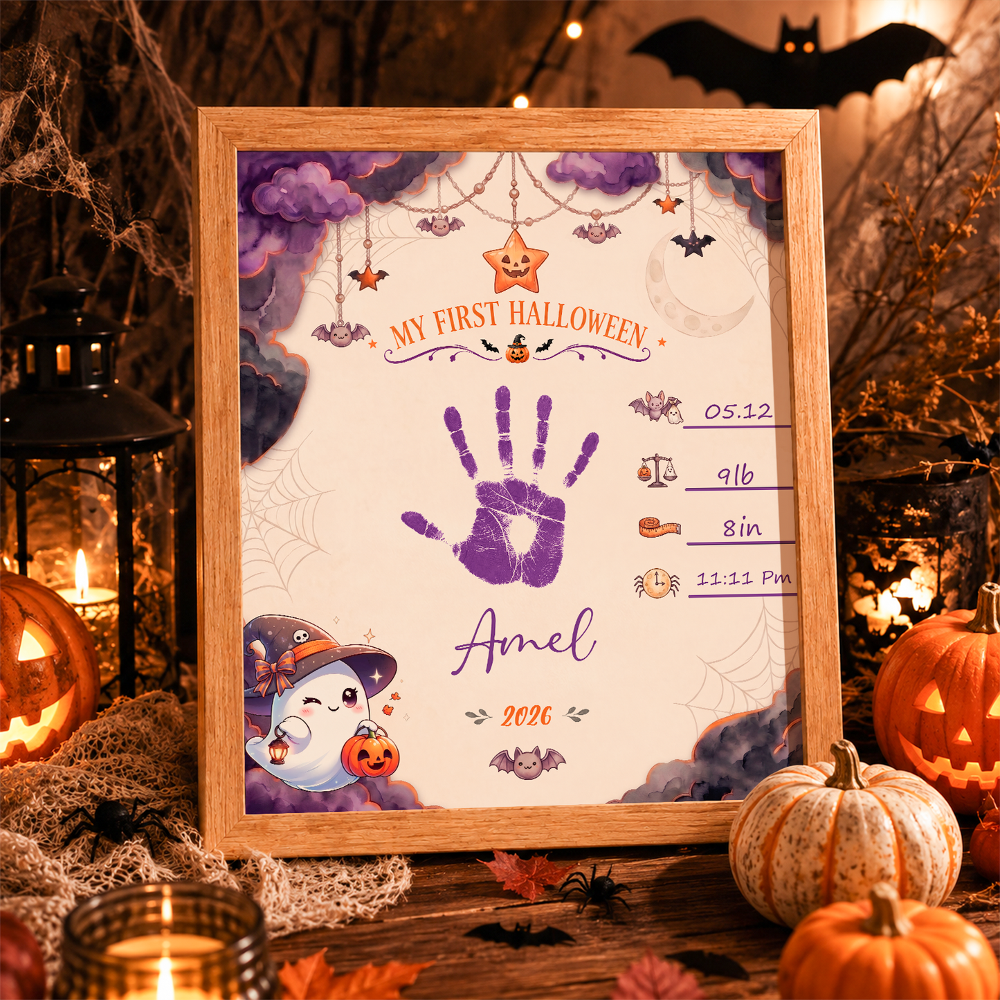 DIY Baby Handprint Keepsake – Custom Baby Name, Birth Details & Handprint Art Kit