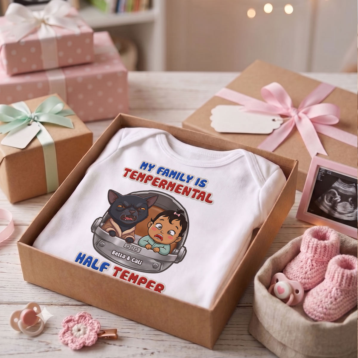 Personalized Baby Yoda Baby Bodysuit – Custom Baby & Pet Funny Family Outfit