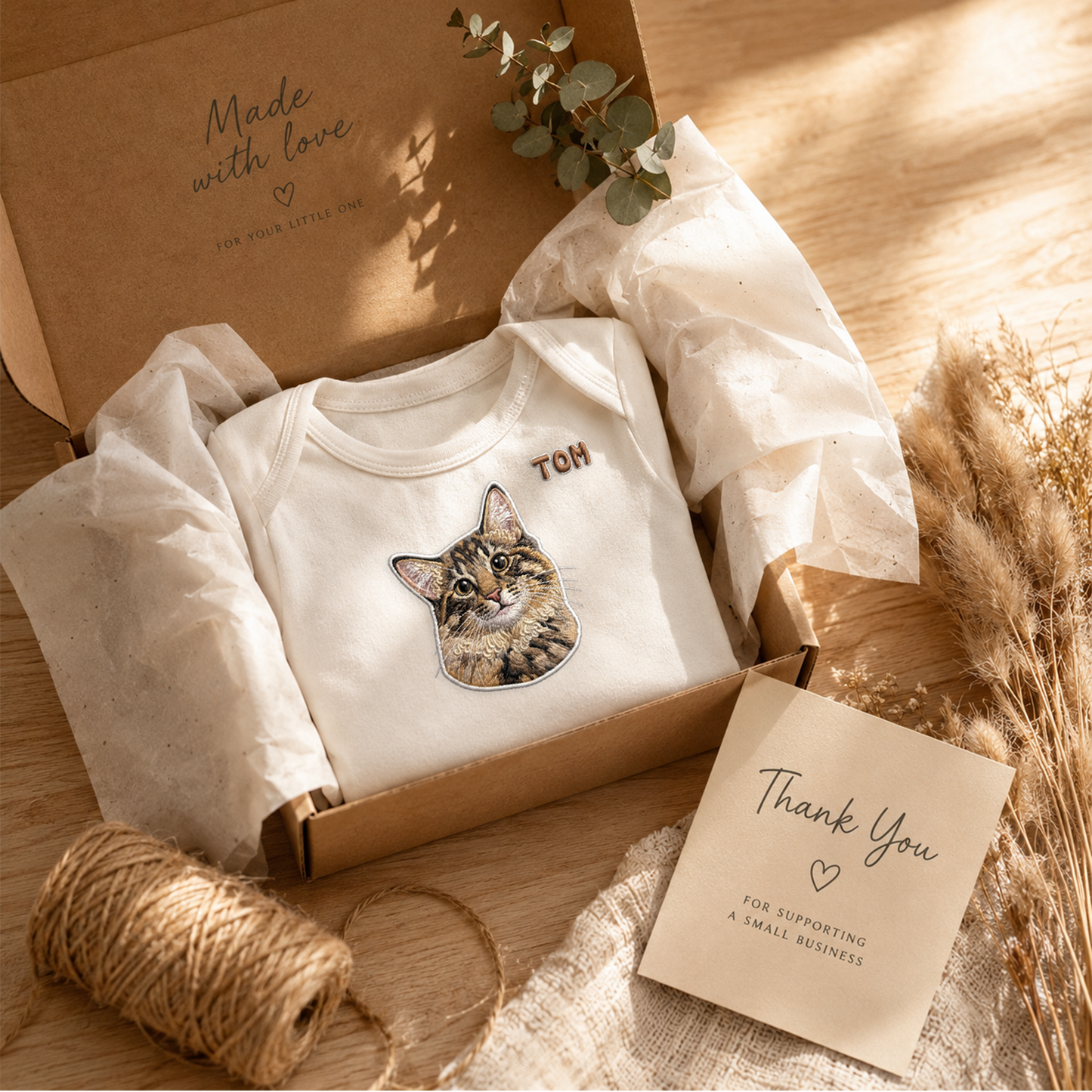 Personalized Pet Portrait Baby Bodysuit – Custom Baby Name & Pet Photo, Personalized Newborn Outfit, Baby Shower Gift for Pet Lovers