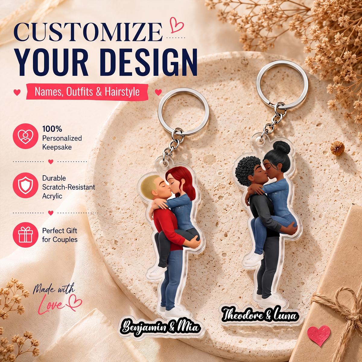 Personalized Couple Acrylic Keychain - A Custom Keepsake of Your Love