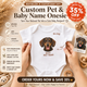 Personalized Pet Portrait Baby Bodysuit – Custom Baby Name & Pet Photo, Personalized Newborn Outfit, Baby Shower Gift for Pet Lovers