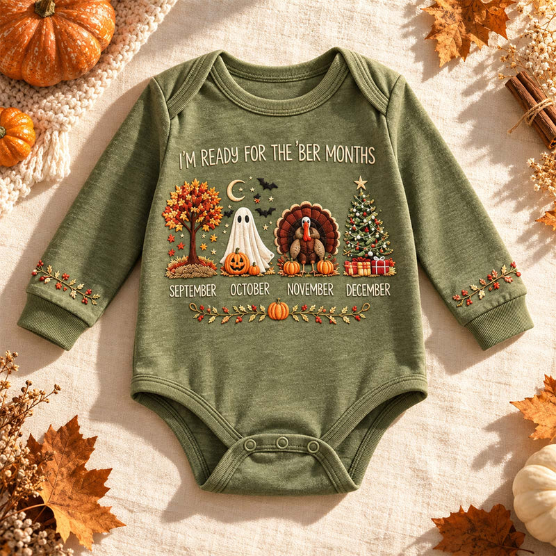 Personalized Fall Baby Bodysuit, Cute Autumn Halloween Thanksgiving Baby Outfit