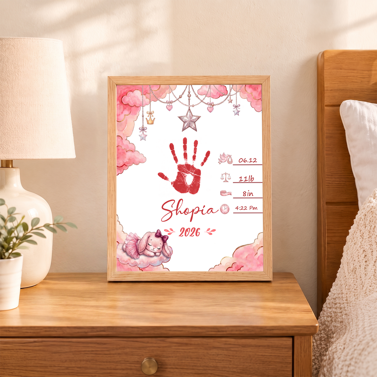DIY Baby Handprint Keepsake – Custom Baby Name, Birth Details & Handprint Art Kit