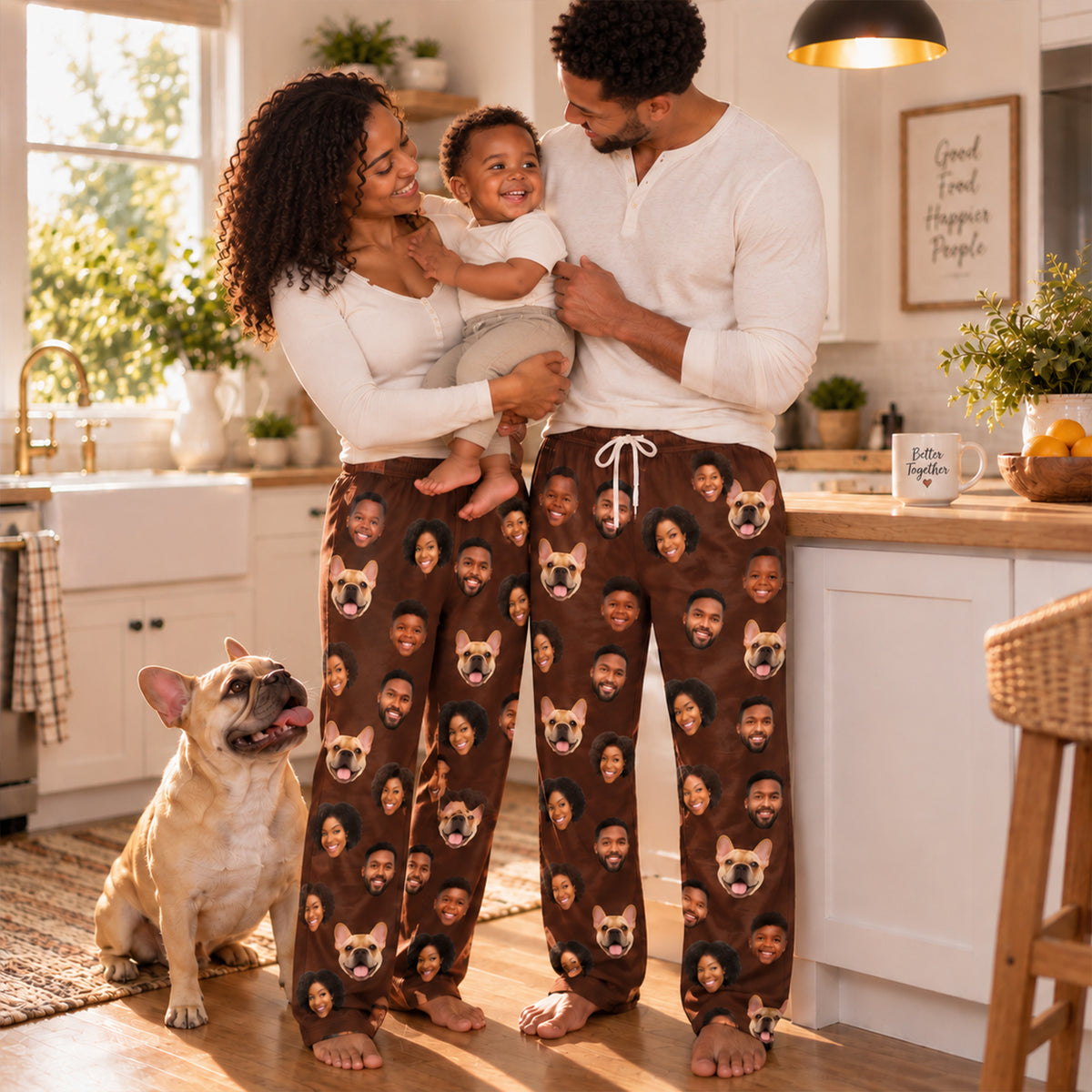 Personalized Face Pajama Pants, Custom Family & Pet Photo Lounge Pants