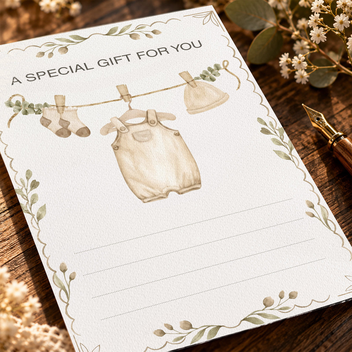 Personalized Baby Shower Greeting Card, Custom New Baby Gift Card