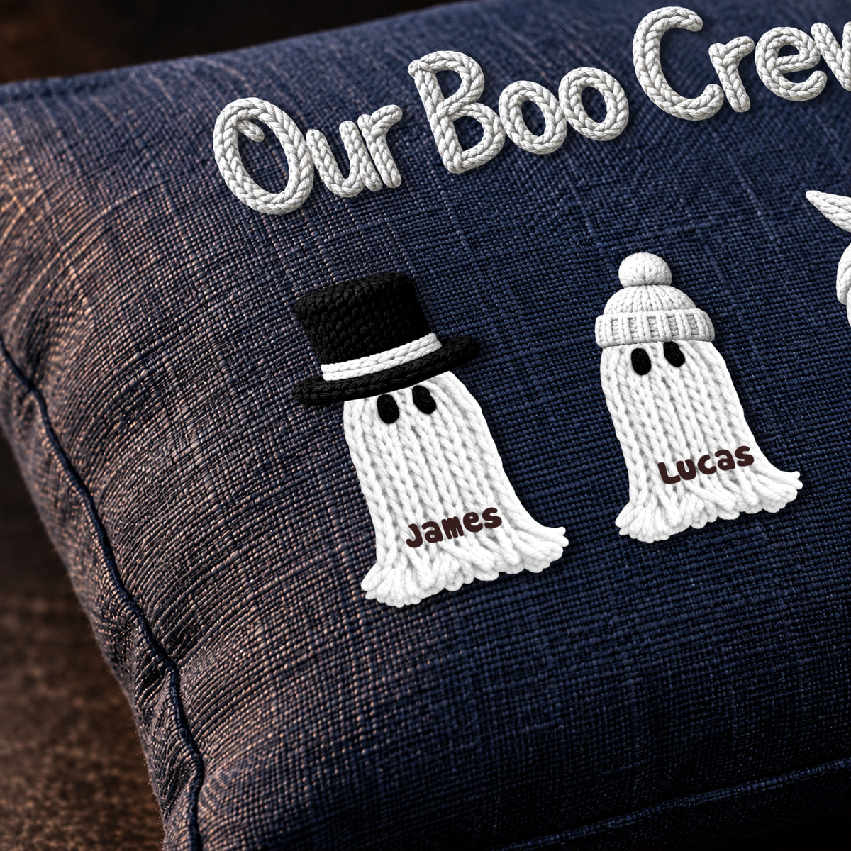 Personalized Family Ghost Pillow, Custom Family Name Halloween Throw Pillow