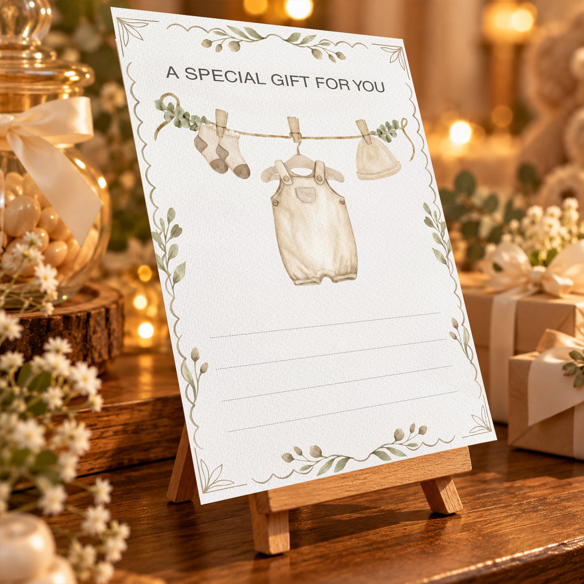 Personalized Baby Shower Greeting Card, Custom New Baby Gift Card
