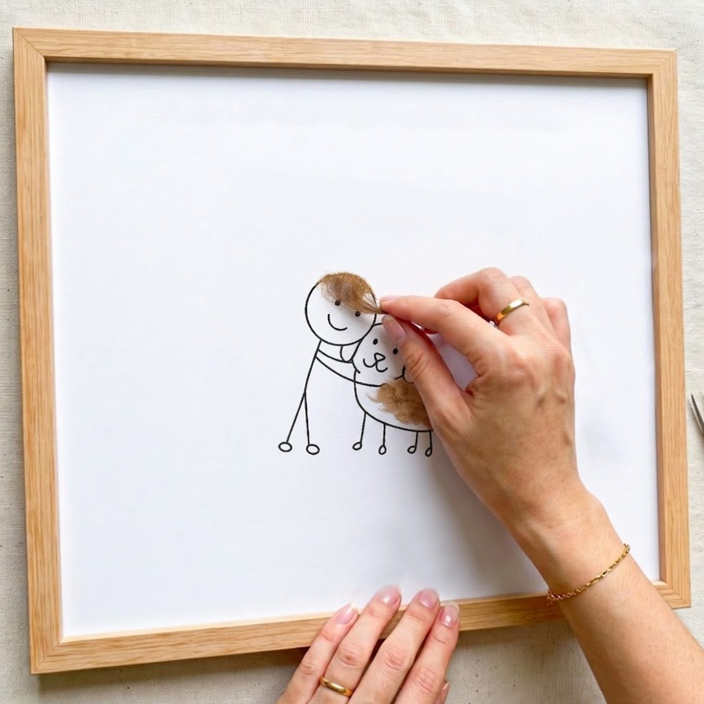 Personalized Baby & Pet Hair Keepsake Frame – Custom Family Portrait with Real Hair, Unique Nursery Gift for Family, Kids