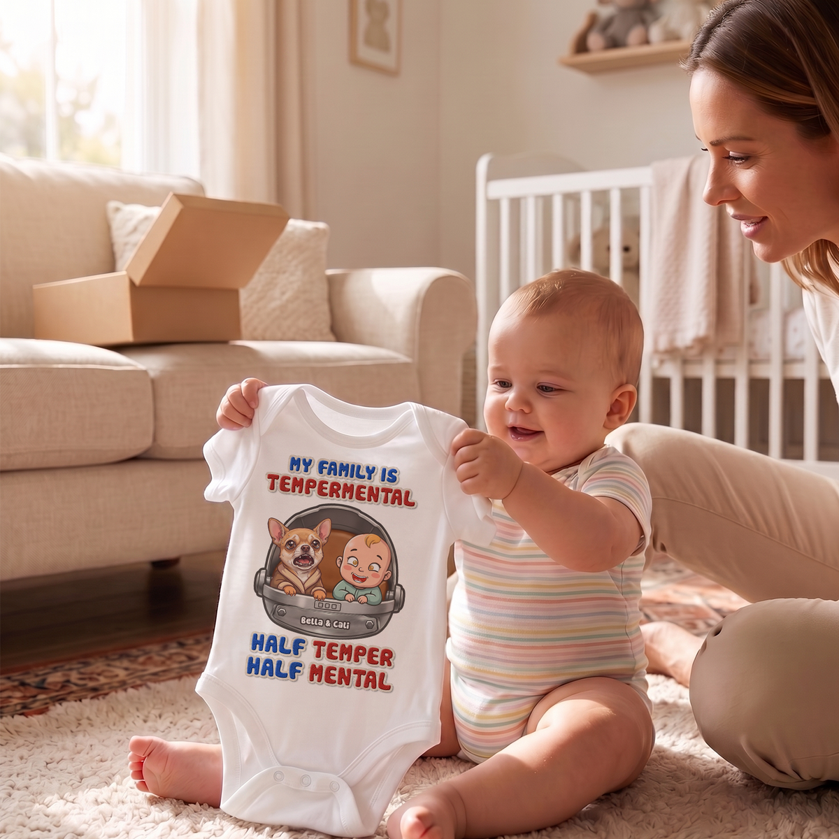 Personalized Baby Yoda Baby Bodysuit – Custom Baby & Pet Funny Family Outfit