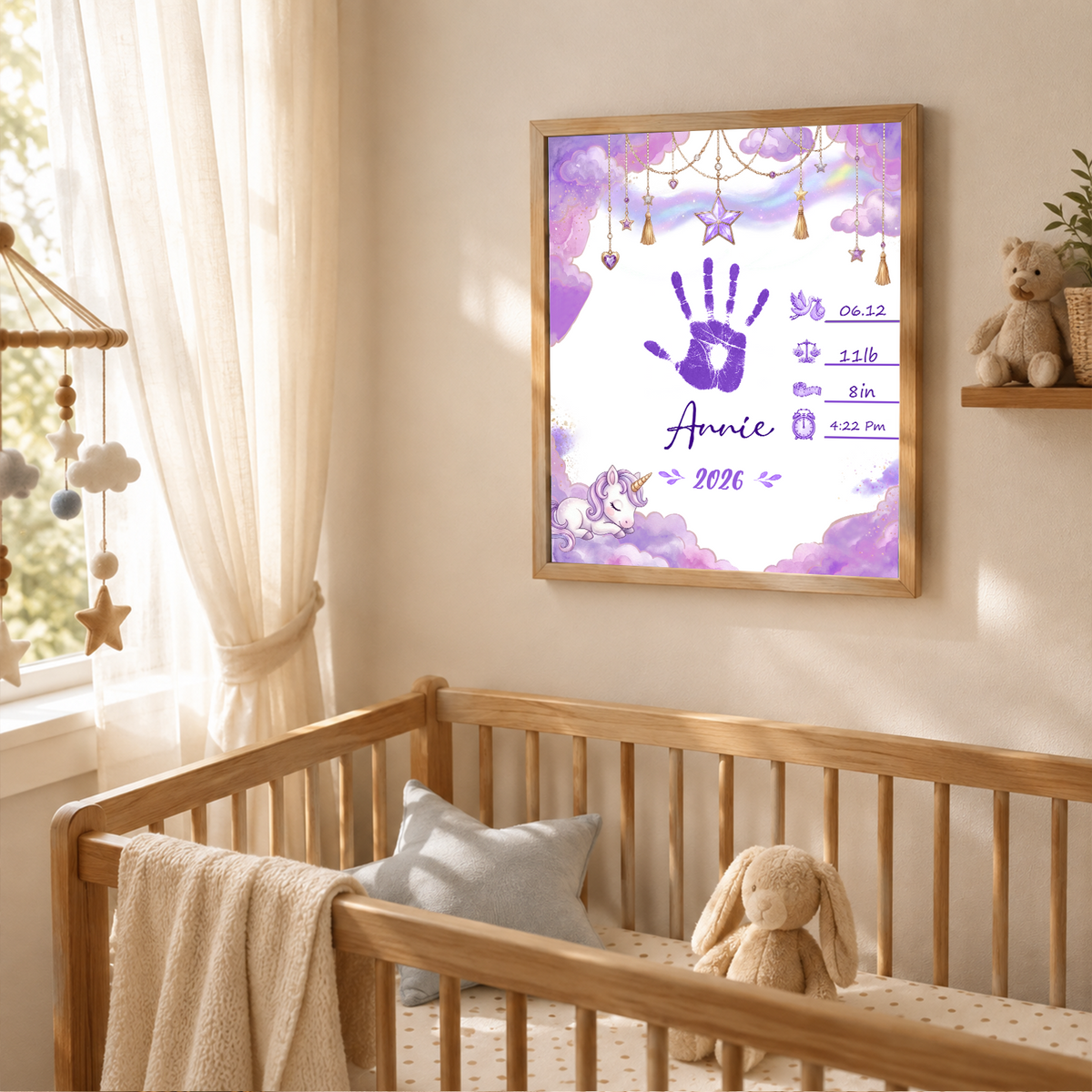 DIY Baby Handprint Keepsake – Custom Baby Name, Birth Details & Handprint Art Kit