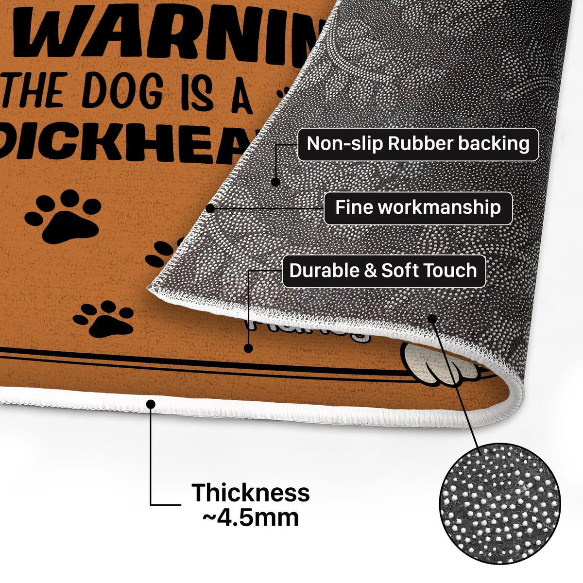 Pet Lovers - Warning! The Dogs/Cats Are Dickheads - Personalized Pet Doormat