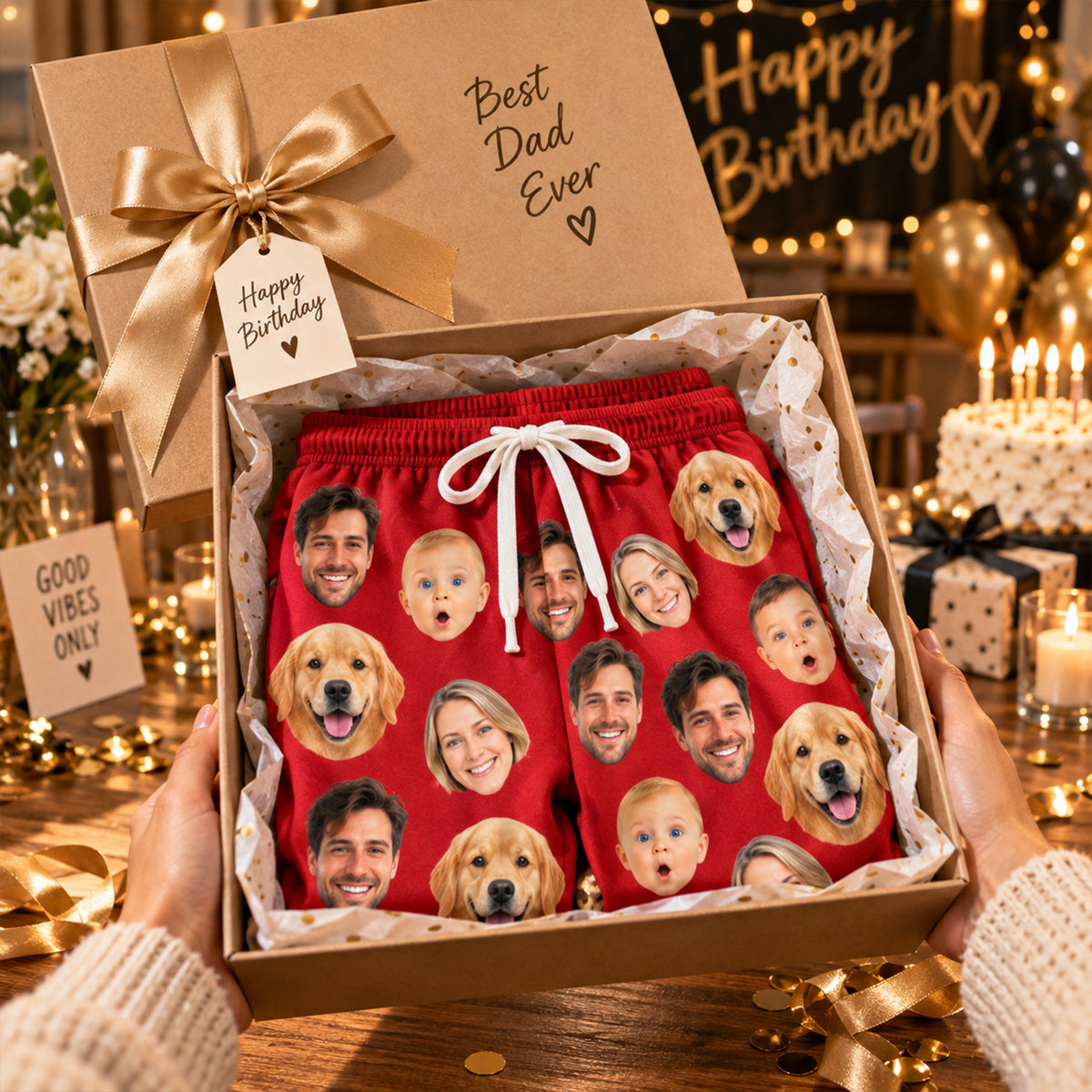 Personalized Face Pajama Pants, Custom Family & Pet Photo Lounge Pants