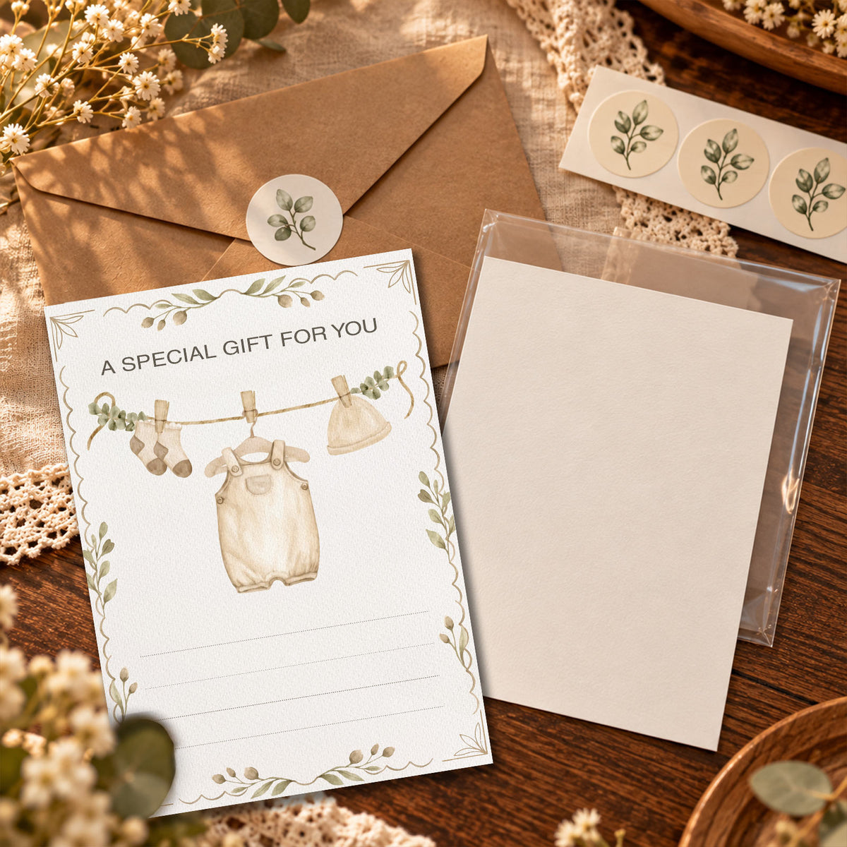 Personalized Baby Shower Greeting Card, Custom New Baby Gift Card