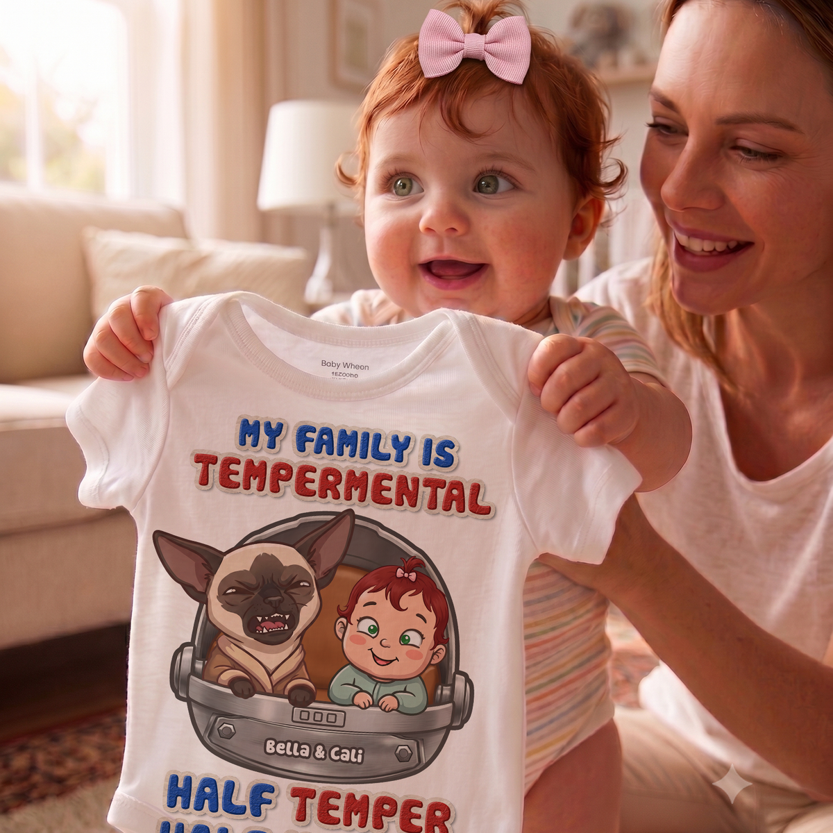 Personalized Baby Yoda Baby Bodysuit – Custom Baby & Pet Funny Family Outfit