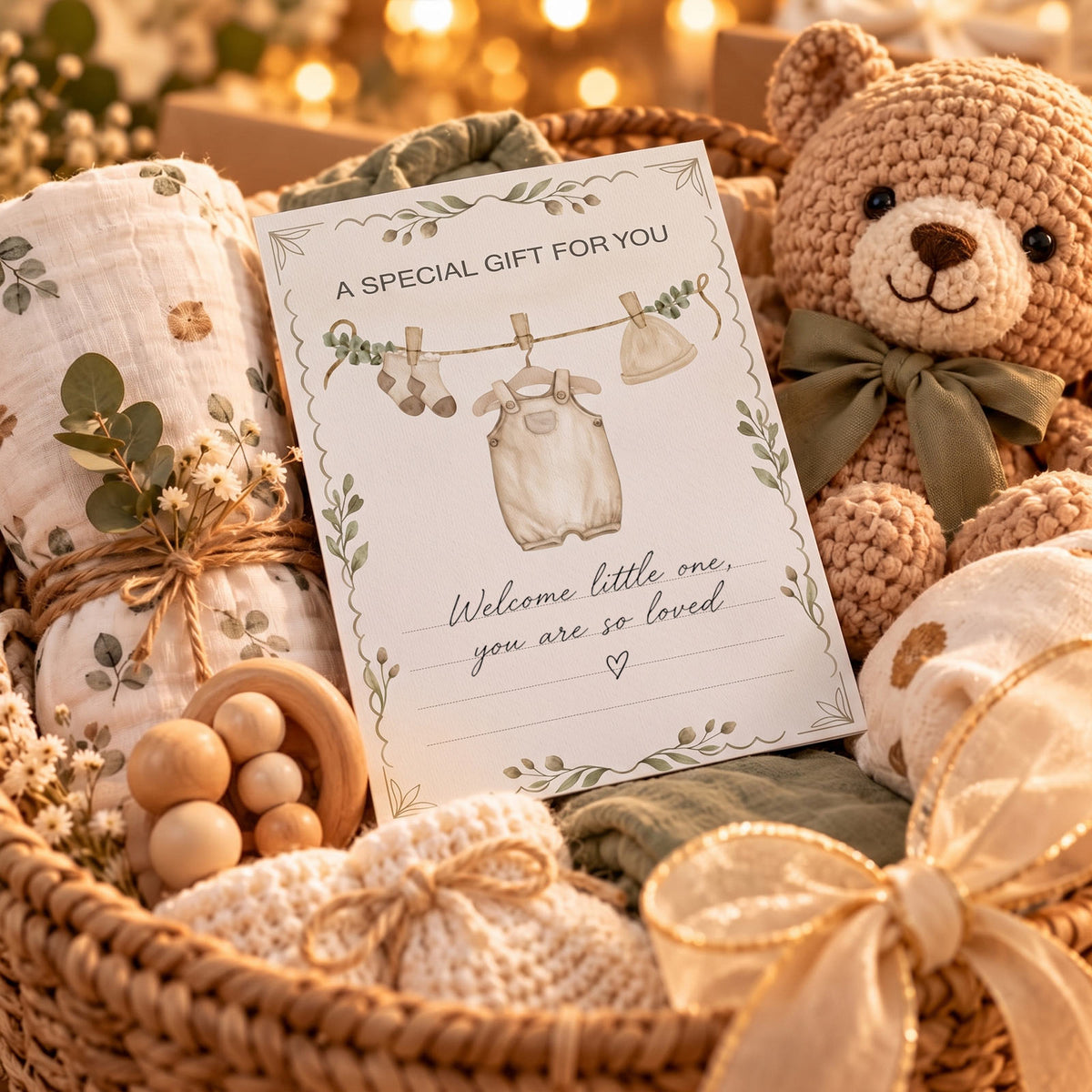 Personalized Baby Shower Greeting Card, Custom New Baby Gift Card