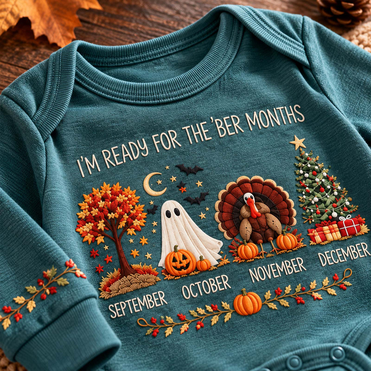 Personalized Fall Baby Bodysuit, Cute Autumn Halloween Thanksgiving Baby Outfit