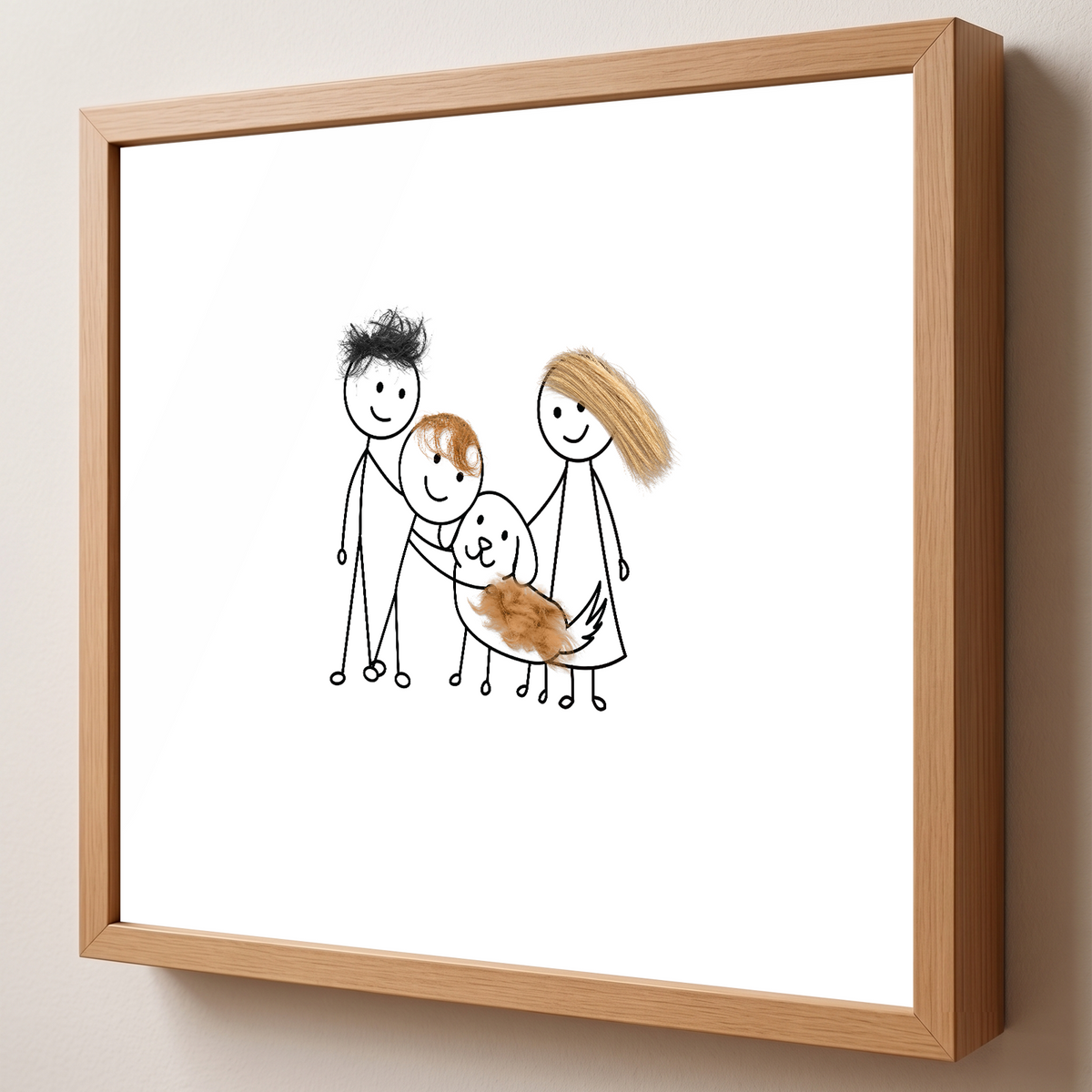 Personalized Baby & Pet Hair Keepsake Frame – Custom Family Portrait with Real Hair, Unique Nursery Gift for Family, Kids