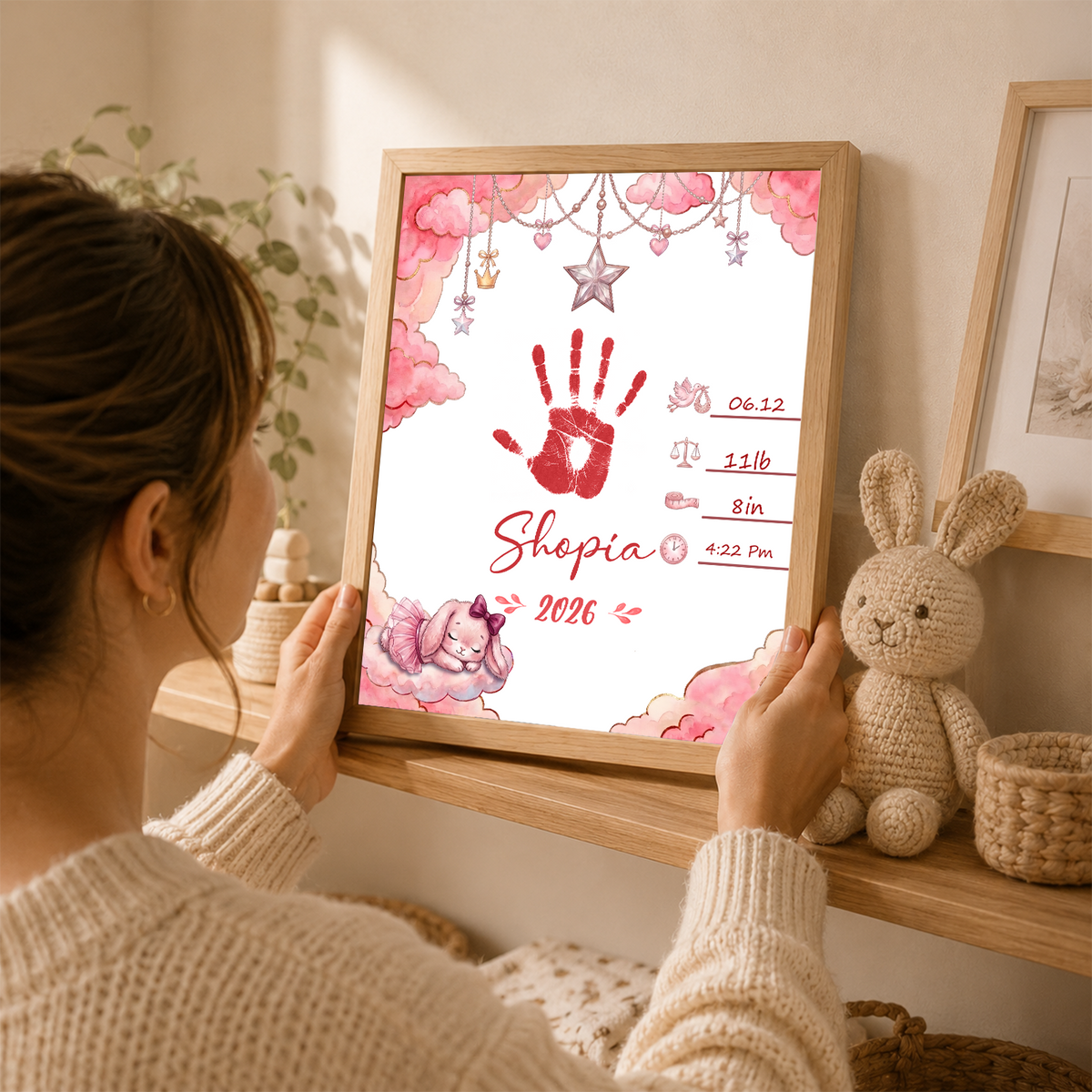 DIY Baby Handprint Keepsake – Custom Baby Name, Birth Details & Handprint Art Kit