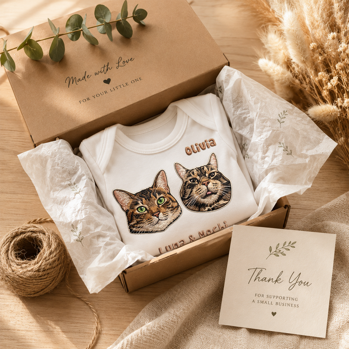 Personalized Pet Portrait Baby Bodysuit – Custom Baby Name & Pet Photo, Personalized Newborn Outfit, Baby Shower Gift for Pet Lovers