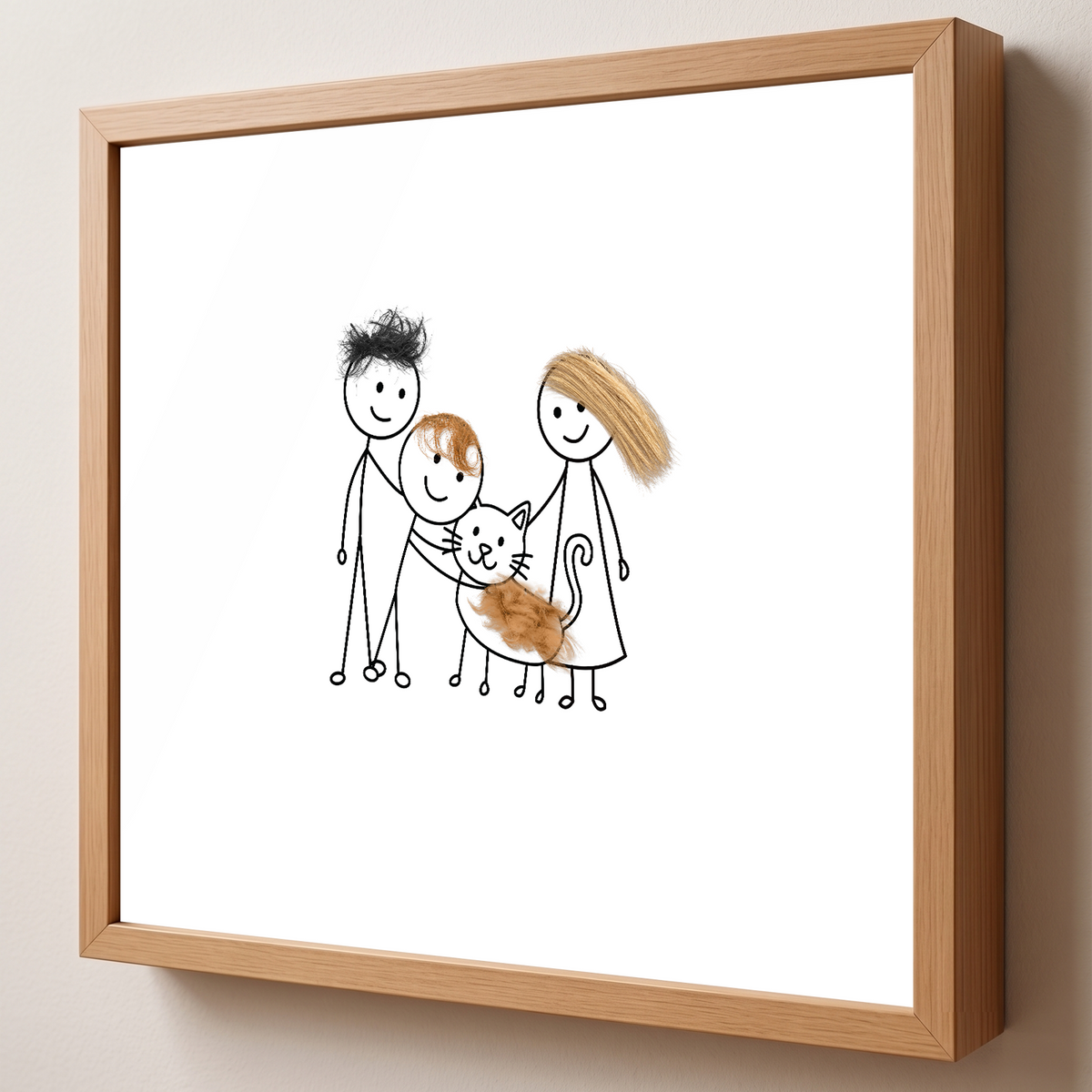 Personalized Baby & Pet Hair Keepsake Frame – Custom Family Portrait with Real Hair, Unique Nursery Gift for Family, Kids