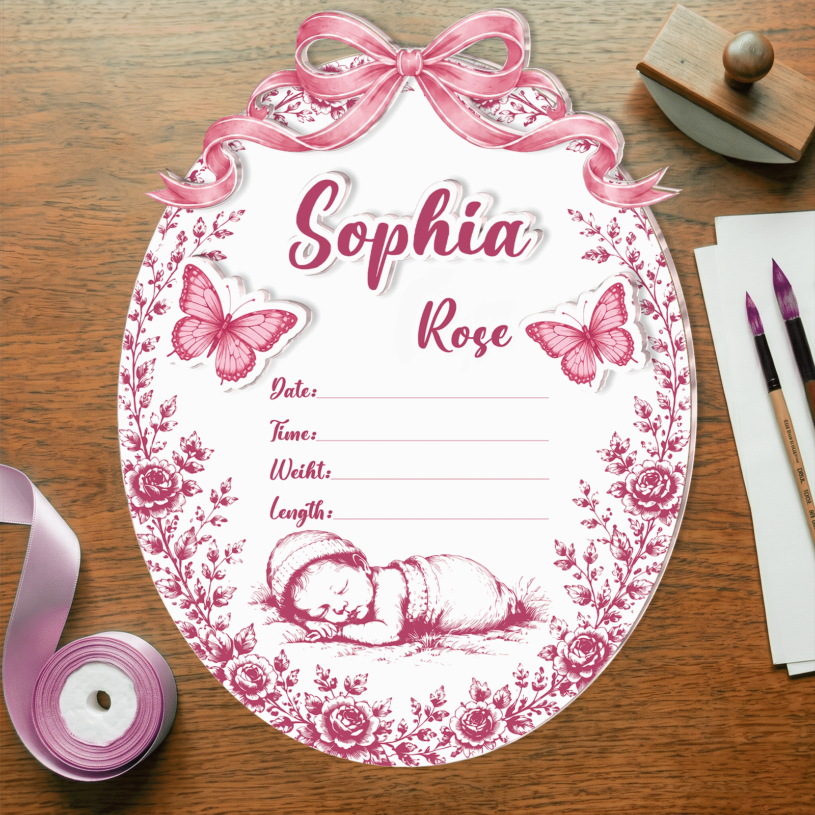Personalized Baby Announcement Sign – Custom Name, Birth Details & Nursery Keepsake
