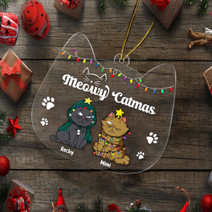 Pet Lovers - Meowy Catmas - Personalized Acrylic Ornament
