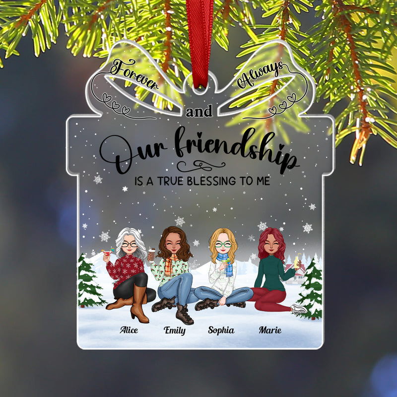 Besties - Our Friendship Is A True Blessing To Me - Personalized Acrylic Ornament (Ver 3)