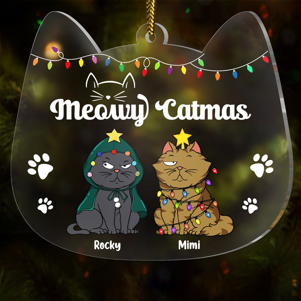 Amoureux des animaux - Meowy Catmas - Décoration de Noël personnalisée en acrylique