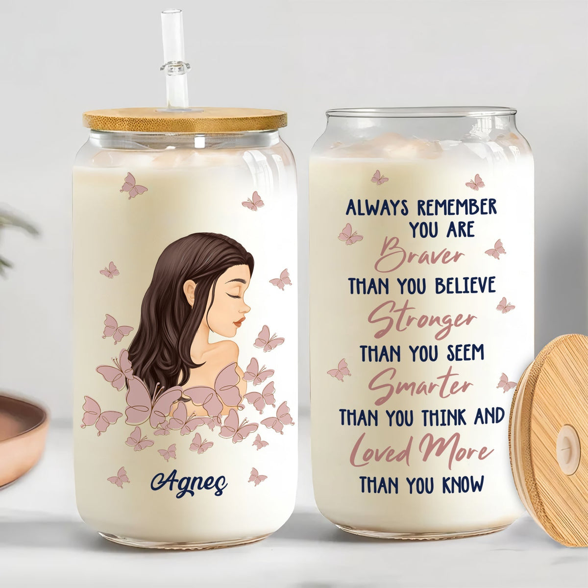 You Are Braver Than You Believe - Personalized Glass Can