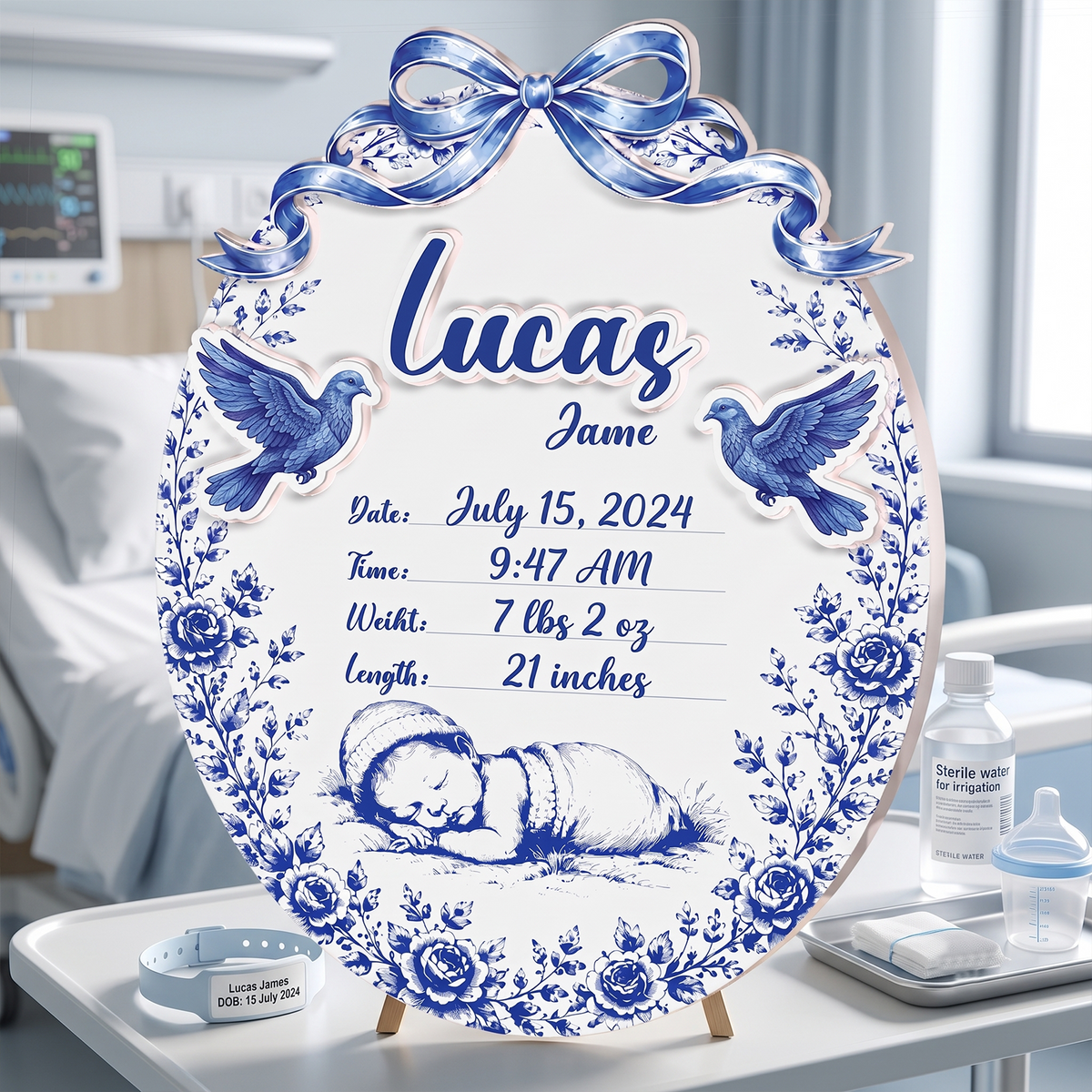 Personalized Baby Announcement Sign – Custom Name, Birth Details & Nursery Keepsake