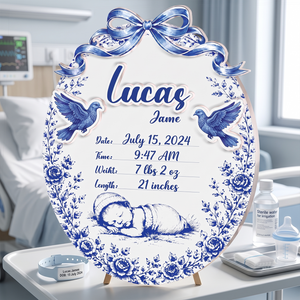 Personalized Baby Announcement Sign – Custom Name, Birth Details & Nursery Keepsake
