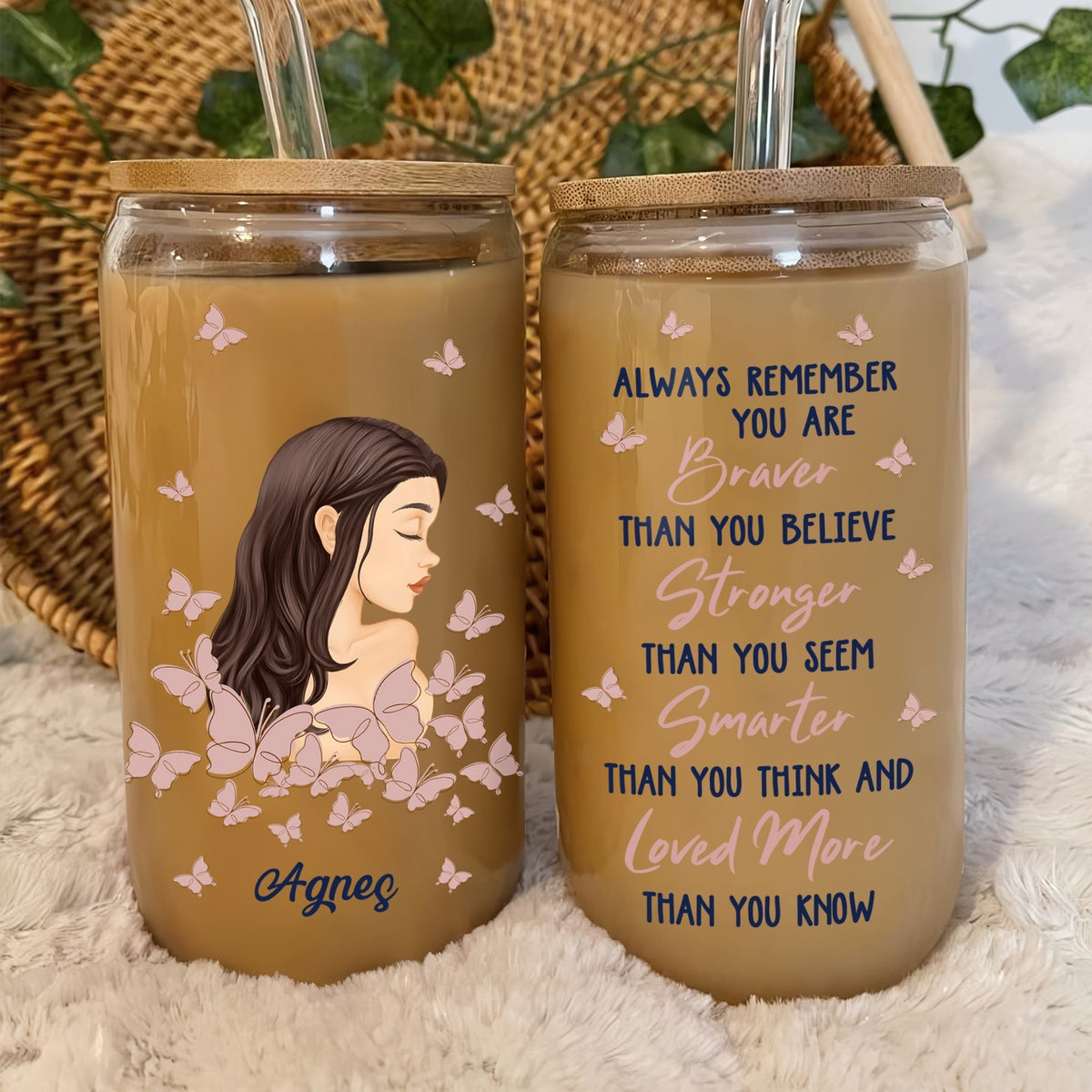 You Are Braver Than You Believe - Personalized Glass Can